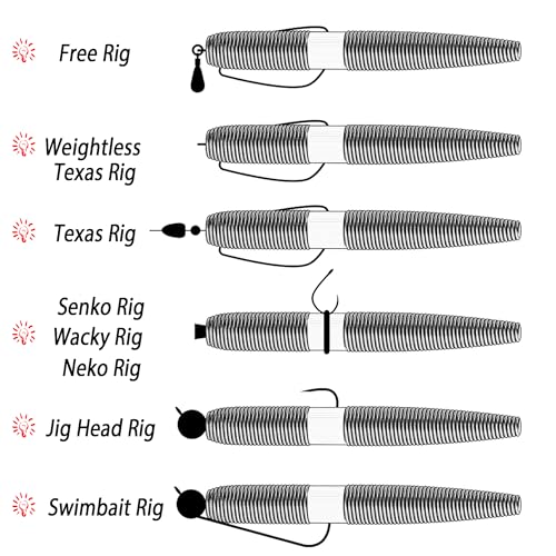 Wacky Worm Bass Lures Kit: 40PCS 5" Senko Worms with Storage Box | Slow-Sink Fishing Baits for Freshwater Saltwater