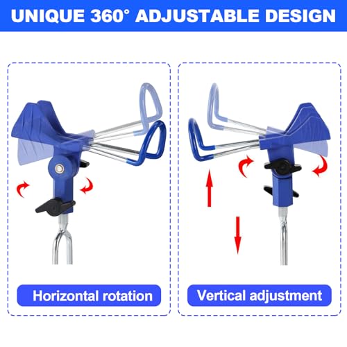 Blue Aluminum Bank Fishing Rod Holder &360° Adjustable for Ground - 2 Pack