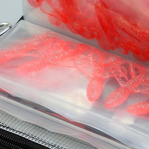 Froiny Fishing Soft Lure Storage Bag Waterproof Fishing Baits Binder Fly Fishing Leader Tackle Wallet Bag with Carabiner
