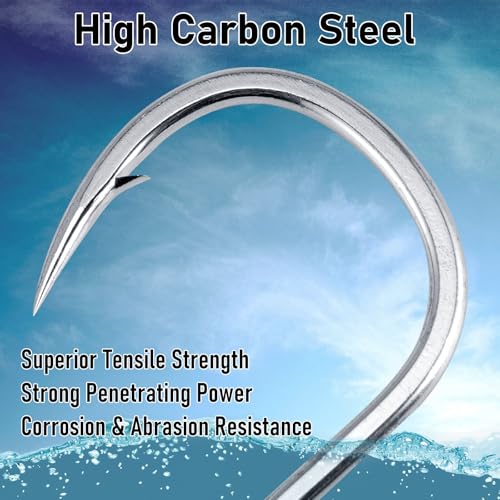 Dr.Fish 10 Pack Inline Single Hooks Welded Eyes Heavy Duty Saltwater Fishing Circle Hook Replacement for Hard Lures - size: #1/0(1.3")-10 Pack