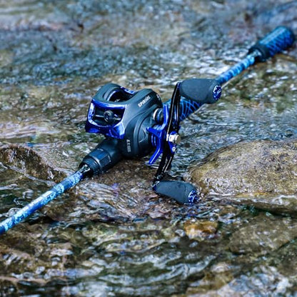 Sougayilang Baitcaster Combo – 8.1:1 High-Speed Reel, 18.5LB Drag, 9+1 Bearings, IM7 Graphite 2-Piece Rod, 6‘/7’ M Power for Bass Fishing - color: Left-6'0''