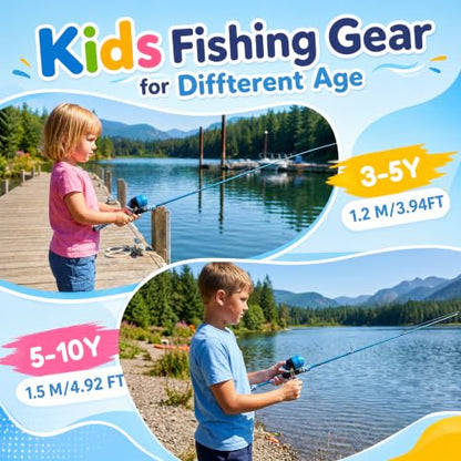 ODDSPRO Kids Fishing Pole - Portable Kids Fishing Rod and Reel Combo, Kids Fishing Gear with Tackle Box, Spincast Reel, Collapsible Chair and Bucket, Fishing Pole for Kids Boys Girls Toddler Youth 3+ - size: 3.94 ft