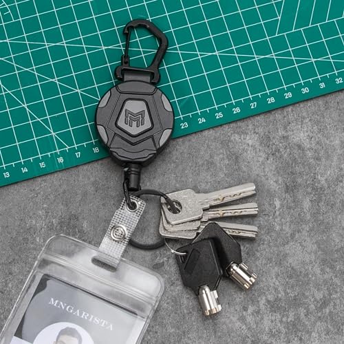 MNGARISTA 4-Pack Retractable Keychain, Heavy Duty Carabiner Badge Holder, Tactical ID Badge Reel with 31.5” Steel Retractable Cord, 8.0 oz - style: 4-Pack