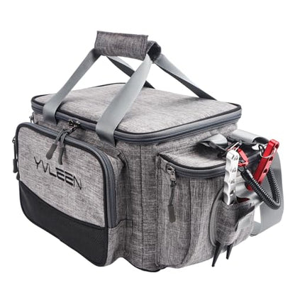 YVLEEN Fishing Tackle Box Bag - Outdoor Large Fishing Tackle Storage Bag - 100% Water-Resistant Polyester Material - Fishing Tackle Bags - Suitable for 3600 Tackle Box - color: Grey Small（Not included Trays）