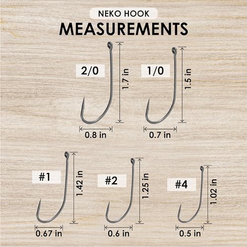 Reaction Tackle Neko Hooks - Weedless Finesse Fishing Hooks for Bass - High Carbon Steel Wacky and Neko Rig Hooks for Soft Plastic Worms (25-Pack) - size: #2 Standard