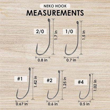 Reaction Tackle Neko Hooks - Weedless Finesse Fishing Hooks for Bass - High Carbon Steel Wacky and Neko Rig Hooks for Soft Plastic Worms (25-Pack) - size: #2 Standard