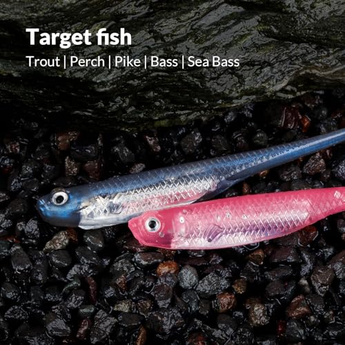 QualyQualy Soft Swimbait Fishing Lures 5PCS 6PCS Jerk Shad Minnow Drop Shot Lure Bass Bait Shad Lure Soft Jerkbait for Bass Trout Pike Walleye Crappie 2.95'' 3.93'' 4.72'' - color: A-5#, size: 3.93“ - 5Pcs