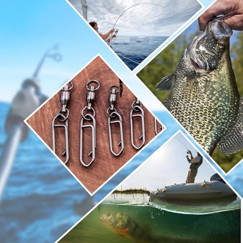 50Pcs High Strength Fishing Swivels | Ball Bearing Snap Swivels with Stainless Steel| Saltwater/Freshwater Quick-Change Snap Swivels for Catfishing Tackle,Lures - size: Silver Ball Bearing Swivel 50 Set_0# to 5#
