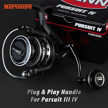 Foldable Power Handle for Penn Pursuit III IV, Battle III IV DX, Conflict I Spinning Fishing Reel Replacement Handle - size: For Pursuit 1000-4000 Thread