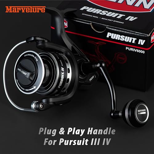 Foldable Power Handle for Penn Pursuit III IV, Battle III IV DX, Conflict I Spinning Fishing Reel Replacement Handle - size: For Pursuit 5000-6000 Thread