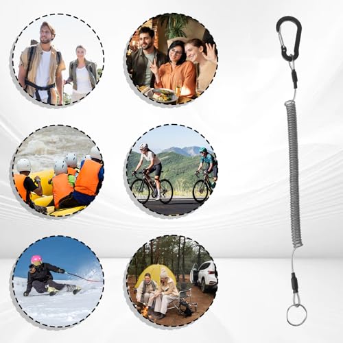 Dimeho Retractable Safety Coiled Lanyard Heavy Duty Fishing Lanyard Fishing Rod Tether Accessories - size: 2 m