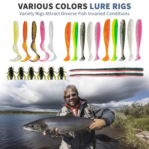 WITOROR Fishing Lures, 148Pcs Tackle Box with Tackle Included, Crankbaits, Spoon, Hooks, Weights & Other Accessories, Fishing Bait Lure Gear Kit Gifts for Men Bass Freshwater