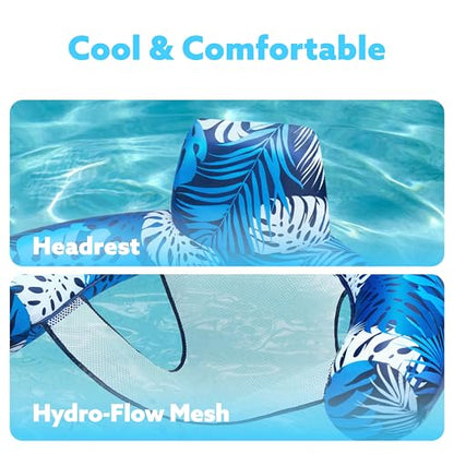 SLOOSH Inflatable Pool Floats Adult,Lounge Chair Adult with Plant Pattern,Floating Water Hammock,Blow up Pool Noodles Rafts for Relaxing Swimming Party Summer Water Beach Lake Fun - color: Blue