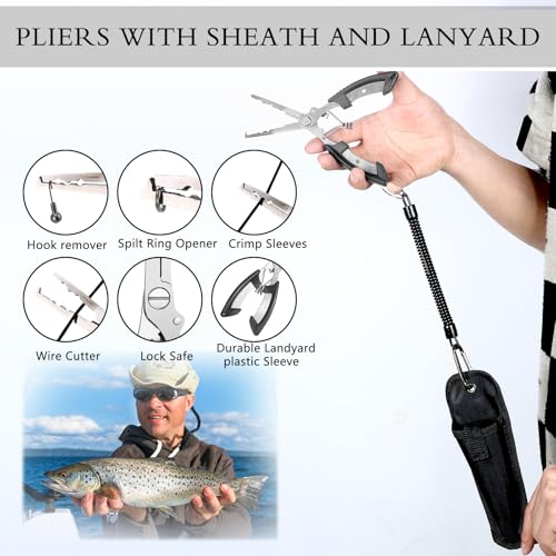 Sosation 134 Pcs Fishing Tool Fishing Tackle Box Kit and Equipment for Adults Beginner Gift, Hook Remover, Pliers Kit, Backpack Tackle Container Lures, Lip Gripper, Weigh Scale - color: Jungle Camouflage