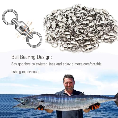 AMYSPORTS Ball Bearing Swivels Connector High Strength Stainless Steel Solid Welded Rings Barrel Swivels Saltwater Freshwater Fishing - size: Size0 (31lb) 25 pcs