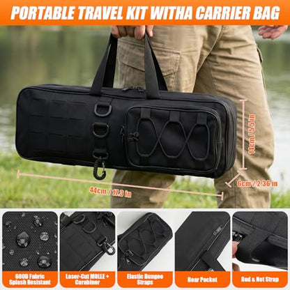 Fishing Rod and Reel Combos, Telescopic Fishing Rod, 2PCS Spinning Reel Set with Carrier Bag, Freshwater Fishing Rod and Reel Combos Kits for Saltwater and Freshwater Fishing