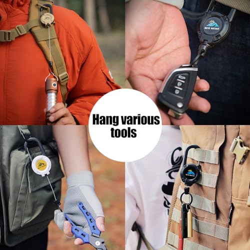 Yojaro Retractable Keychain Heavy Duty 2Pack, Multitool Carabiner Badge Holder, Retractable Keychain Clip Id Holder, Upgraded 58cm Stainless Steel Cord White - color: 2 Pack White