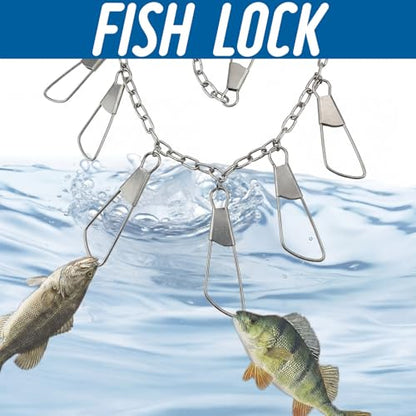 2 Pack Fishing Chain Stringers with Swiveled Moveable Snaps Fishing Threader Stainless Steel Fish Gear for Freshwater and Saltwater