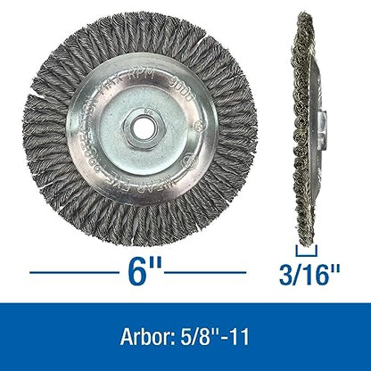Mercer Industries 186040-6" x 3/16" x 5/8"-11 Stringer Bead Wire Wheel, .020 Stainless Steel Wire - color: Stainless Steel, size: 6" x 3/16" x 5/8"-11, style: Stringer Bead Wire Wheel