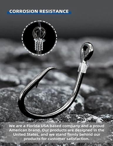 BLUEWING Wide Gap Offset Circle Hook with Big Game Stainless Steel Swivel, Live Bait, Ringed for Freshwater and Saltwater - size: 7/0 - 25pcs