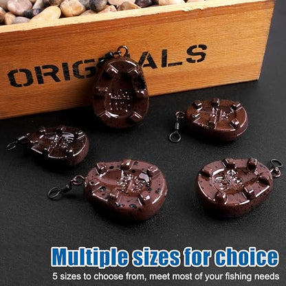 Carp Fishing Weight Sinkers,Coated Tapered Flat Pear Carp Fishing Sinkers with Rolling Swivel Carp Coarse Fishing Gear Tackle 2oz 2.5oz 3oz 3.5oz 4oz - size: 2oz-6pcs, style: Flat Pear Shape