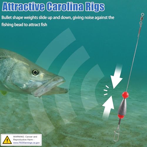 Carolina Rig Bass Fishing Ready Tied Fishing Leaders with Bullet Sinkers Weights Pre Rigged Catfish Carolina Rigs 3/8oz 1/2oz 3/4oz - style: 3/4oz-5pcs
