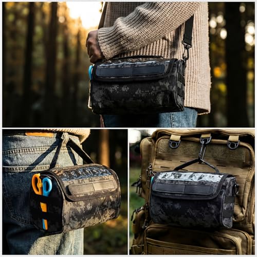 2 Pcs Fishing Line Storage Bag Tangle-free Line Management Bag for Father Gifts Clear View Window Water Resistant Removable Divider Leader Lines Holder Fishing Spool Organization - color: Camouflage Black