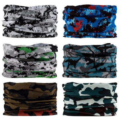 Neck Gaiter for Men Women Headwear Bandana Head Wrap Face Scarf Mask Cover Warmer Balaclava-Seamless & Versatile - color: A-classic Camo 2