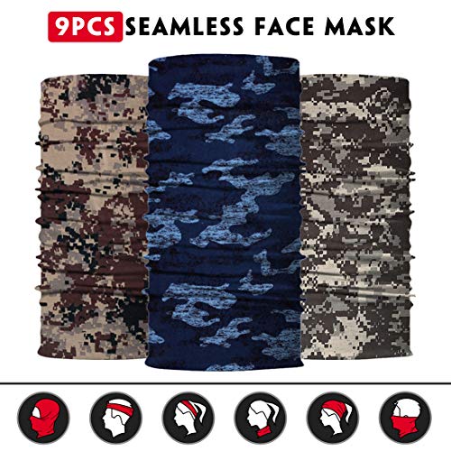 Neck Gaiter for Men Women Headwear Bandana Head Wrap Face Scarf Mask Cover Warmer Balaclava-Seamless & Versatile - color: B-camo 1