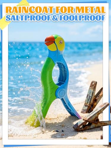 8 Pack Towel Clips for Beach Chairs, Perfect Set for 4 Chairs, Jumbo Beach Towel Clips with Strong Grip, Cute Flamingo Parrot Mermaid Tail Starfish Clips for Cruise Pool Patio - style: Parrot + Flamingo + Mermaid Tail + Starfish