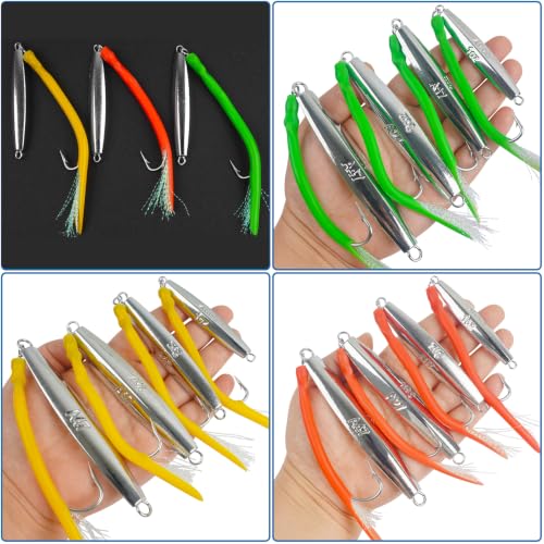 Diamond Jigs Saltwater Fishing Lures, Bottom Bouncing Sinking Casting Jigging Spoon Baits, Deep Sea Vertical Ocean Lures Surf Fishing Jigs for Bluefish Striper Tuna Salmon - style: 3oz-3pcs
