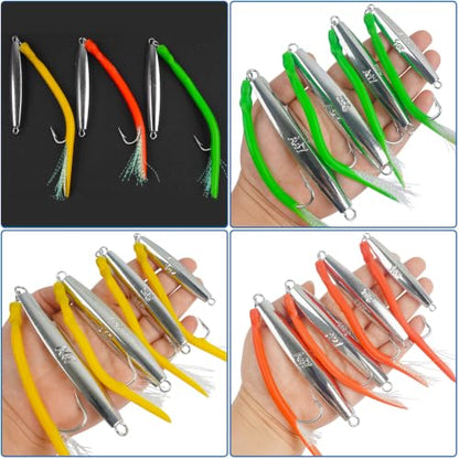Diamond Jigs Saltwater Fishing Lures, Bottom Bouncing Sinking Casting Jigging Spoon Baits, Deep Sea Vertical Ocean Lures Surf Fishing Jigs for Bluefish Striper Tuna Salmon - style: 10oz-3pcs