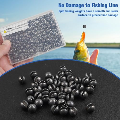 Removable Split Shot Weights Fishing Weight Sinker Slip On Fly Fishing Line Sinkers Freshwater Saltwater Round Lead Sinking Egg Sinkers Fishing Drop Shot Sinker Fish Tackle - size: 3.0g - 100 Pack
