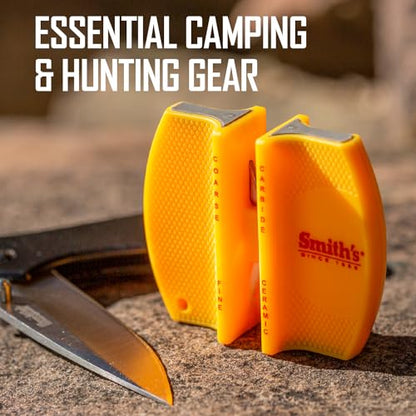 Smith's CCKS 2-Step Knife Sharpener - Yellow - 2-Step Preset Coarse & Fine Slots - Outdoor Handheld Knife Sharpener - Fishing, Hunting, Fillet, Pocket Knives - Compact Plastic Portable Keychain Tool - color: Yellow, style: CCKS