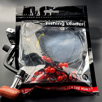 YOTO Fishing Leaders,Stainless Steel Tackle Rig with Tackle Lure Swivels Snaps, Saltwater rig Wire Leader Fishing Leader Wire Bottom rigs for Saltwater - color: Black Fishing Leaders, style: 2arm-12pcs