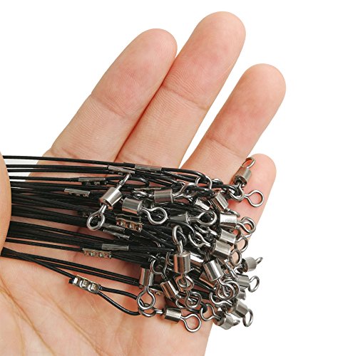 Fishing Wire Leaders for Saltwater: 30pcs Stainless Steel Line Leaders Nylon-Coated 19" - 100 LB High Strength Wire Rig for Shark Barracuda Pike Fishing - color: Black