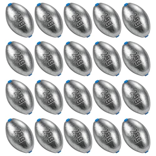 Alwonder Egg Sinkers Fishing Weights 3/16-10oz, Oval Lead Fishing Weights Sinkers Bass Fishing Casting Egg Sinker Saltwater Freshwater Tackle - size: 3/4oz - 20pcs