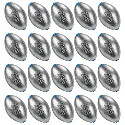 Alwonder Egg Sinkers Fishing Weights 3/16-10oz, Oval Lead Fishing Weights Sinkers Bass Fishing Casting Egg Sinker Saltwater Freshwater Tackle - size: 3/4oz - 20pcs