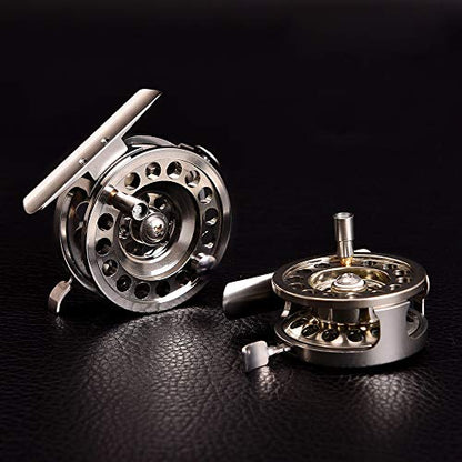 Fly Fishing Reel, Aluminum Alloy Smooth Ice Fishing Reels for Right Handed, High-Strength Drag System, with Stainless Steel Screw