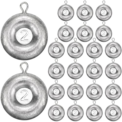 24 Pieces Fishing Disc Sinkers Weights Disc Sinker Fishing Sinkers Weights for Saltwater Catfishing Trolling Surf Tackle - size: 2 oz