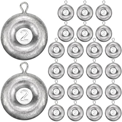 24 Pieces Fishing Disc Sinkers Weights Disc Sinker Fishing Sinkers Weights for Saltwater Catfishing Trolling Surf Tackle - size: 2 oz
