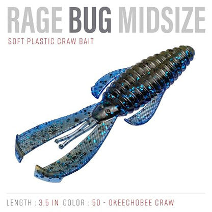 Strike King Rage Bug Fishing Lure, Soft Plastic Grub, Unique Design, Subtle Action - color: California Craw, size: 3.5"