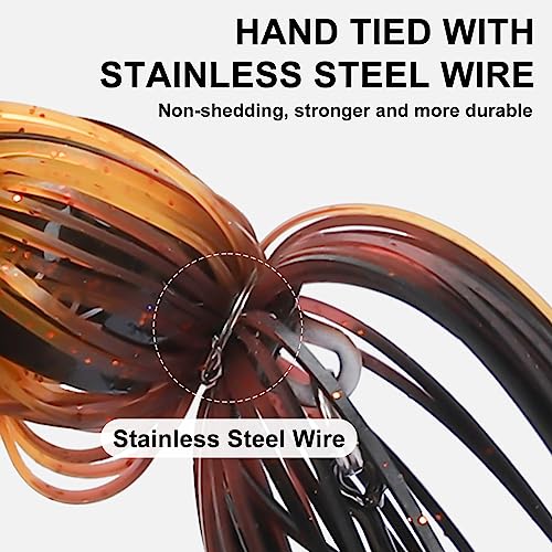 TRUSCEND Jigs Fishing Lures with Ultra Smooth Teflon Hook, Tour Grade Titanium Weed Guard Swim Jigs, Valuable Weedless Skirted Jig, Well-Made Lures for Crappie Bass Trout, Freshwater Fishing Gear - color: B2-1/2oz