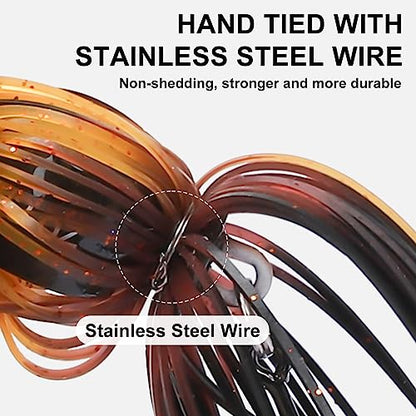 TRUSCEND Jigs Fishing Lures with Ultra Smooth Teflon Hook, Tour Grade Titanium Weed Guard Swim Jigs, Valuable Weedless Skirted Jig, Well-Made Lures for Crappie Bass Trout, Freshwater Fishing Gear - color: B2-1/2oz
