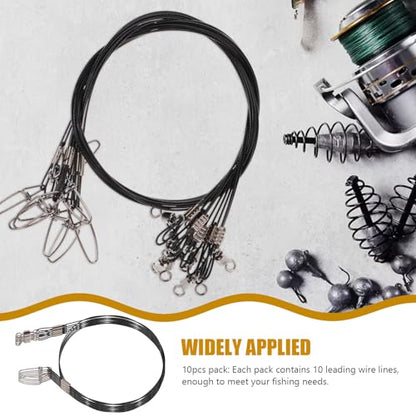 OSALADI 10pcs Stainless Steel Wire Fishing Leaders 50cm High Strength Anti-bite Fishing Line with Swivels for Freshwater and Saltwater Accessories