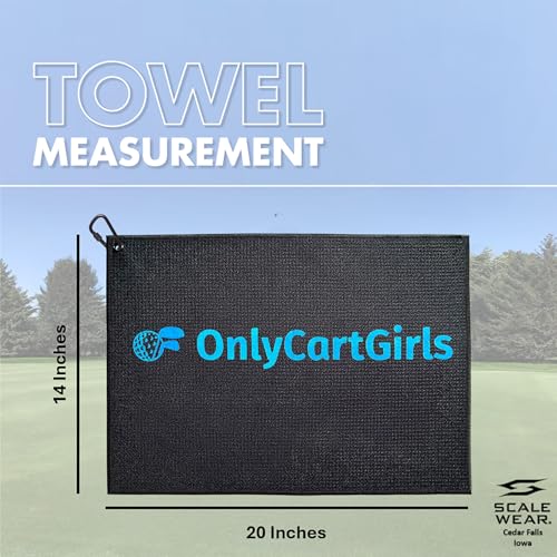 OnlyGolf Funny Microfiber Golf Towel – Large 14" x 20" Clip for Golf Bags Clubs Balls Perfect Golf Gag Gift Enthusiasts Waffle Men Premium Carabiner (Black OnlyCartGirls) - color: Black Onlycartgirls