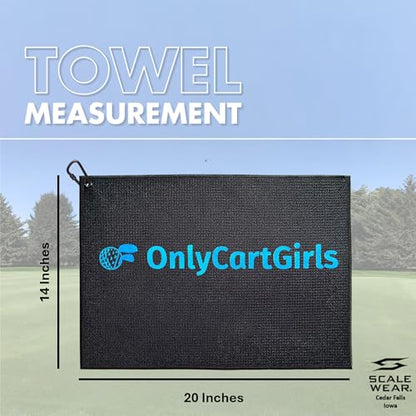 OnlyGolf Funny Microfiber Golf Towel – Large 14" x 20" Clip for Golf Bags Clubs Balls Perfect Golf Gag Gift Enthusiasts Waffle Men Premium Carabiner (Black OnlyCartGirls) - color: Black Onlycartgirls