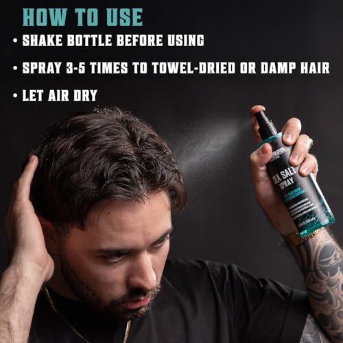 Viking Revolution Sea Salt Spray for Men - Hair Texturizing Spray with Kelp, Aloe Vera and Red Algae Extract - Surf Sprays to Add Volume and Texture for Men and Women Beach Hair - 8.8oz - size: 8.8 Fl Oz (Pack of 1), style: Sea Salt Spray