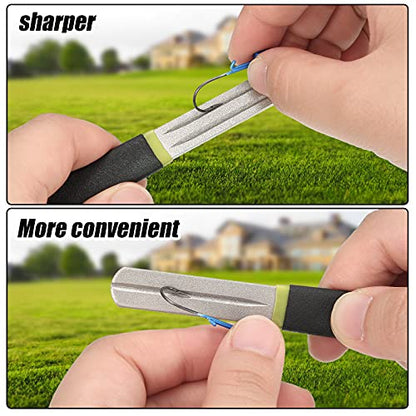 Skylety 4 Pcs Hook Sharpener Hook File for Fishing Diamond File with Handle Portable Fishing Sharpener with Double Sided Fine and Medium Grit, 4 Inch(Green) - color: Green