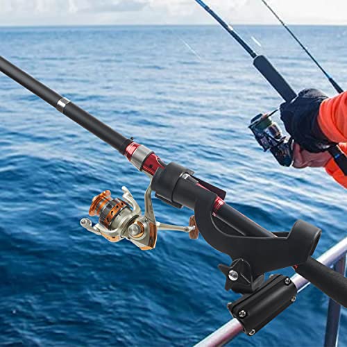 Fishing Rod Holder for Boat Adjustable 360° Rotation Hands-Free Fishing Pole Rod Racks No-Drill Rail Mount Rod Holders for Multi-Rod Setup Kayak, Pontoon, Boat Fishing - color: RH50 Multi-Positional Mounting 2pcs